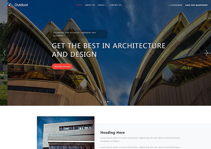 创意建筑外观设计网站bootstrap网页HTML源码模板