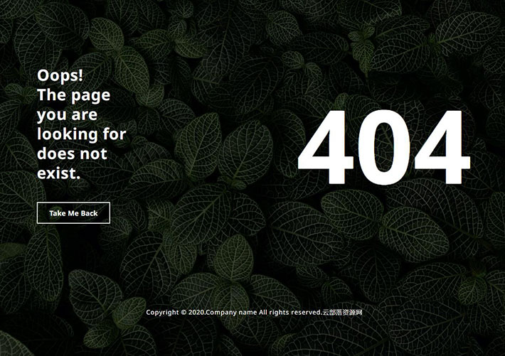 带背景图简约大气的404网页错误页模板