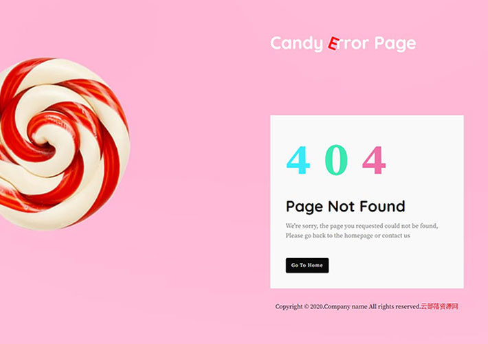 自适应可爱棒棒糖倒立404错误页面模板
