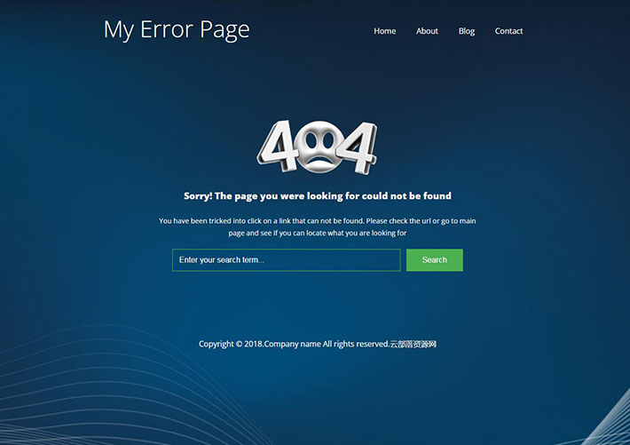 自适应带导航搜索网页404模板源码