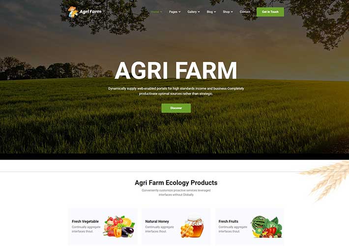 响应式Bootstrap农业和有机食品HTML模板