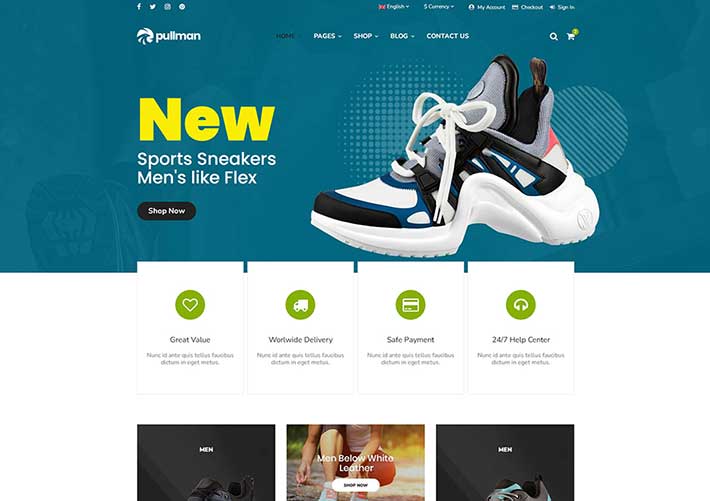 高端运动鞋在线商城HTML5模板下载