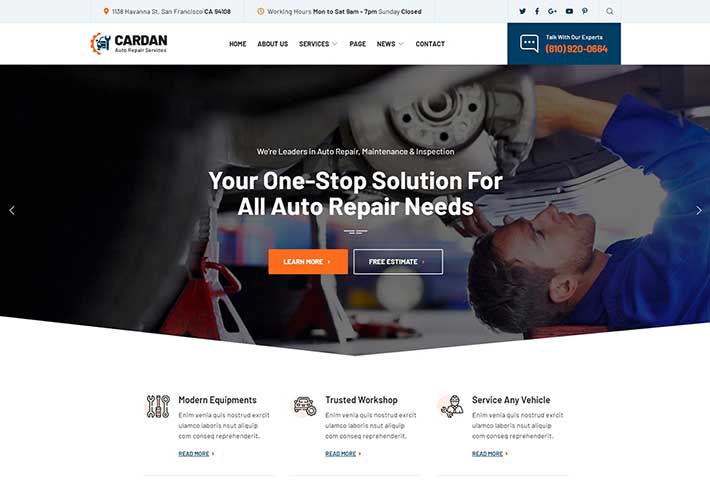 汽车维修售后服务企业官网网站模板