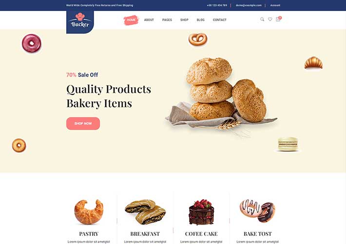 响应式网站甜品面包店铺HTML电商模板