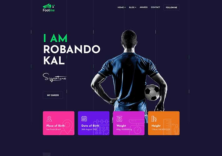 大气的体育足球运动网站网页HTML5模板