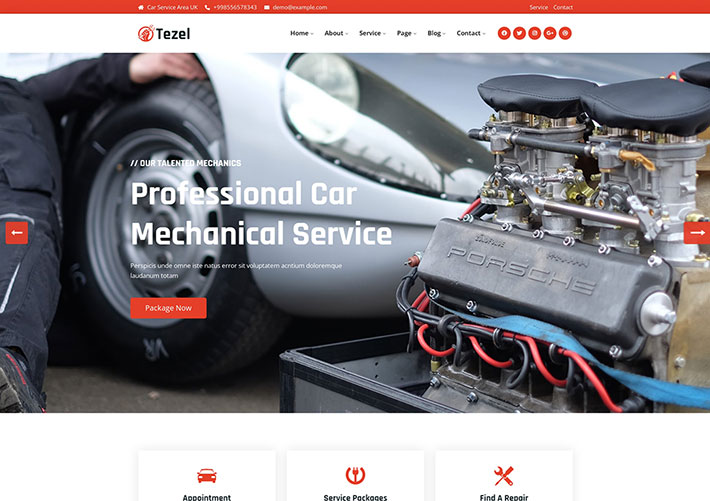 响应式Bootstrap汽车服务和机械修理网站网页模板