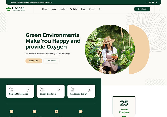 现代园艺园林绿化相关服务响应式HTML5网页模板