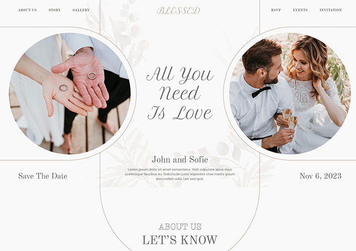 极简浪漫风婚礼邀请网页引导页源码HTML模板