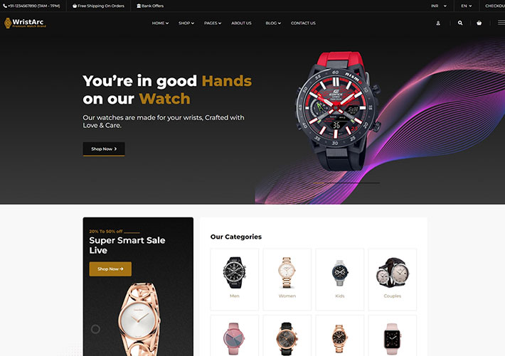 时尚手表单品在线商城网站网页HTML源码模板