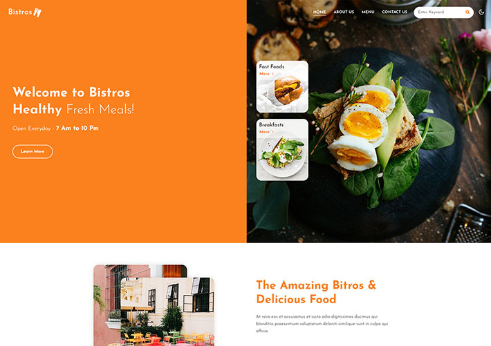 餐饮网站模板美食网站网页HTML源码模板下载