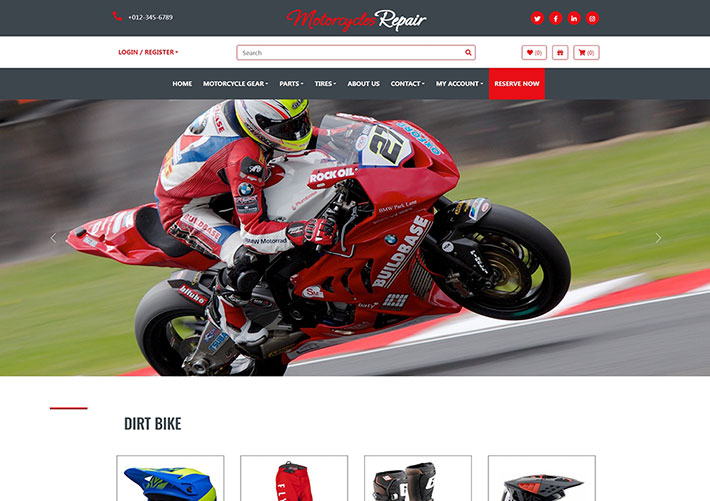 摩托车零件在线销售商城网站网页HTML源码模板
