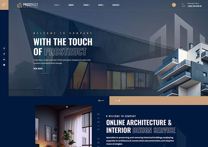响应式建筑工程家装室内设计HTML5网站网页模板下载