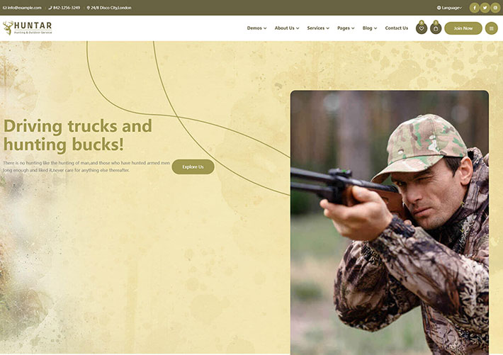 响应式狩猎装备户外活动露营商店企业网站网页源码HTML模板