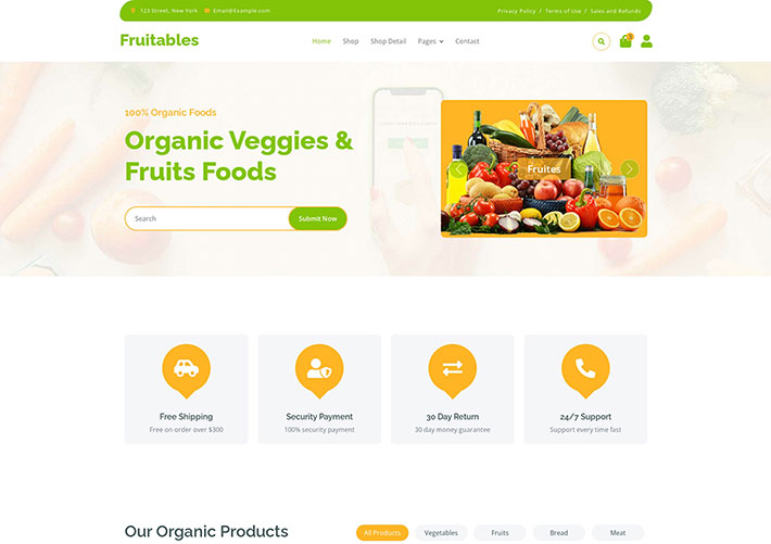 绿色健康有机蔬菜水果食品网站网页HTML模板
