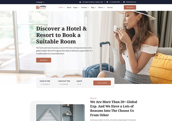 响应式酒店预订度假村旅游公司网站网页源码HTML模板