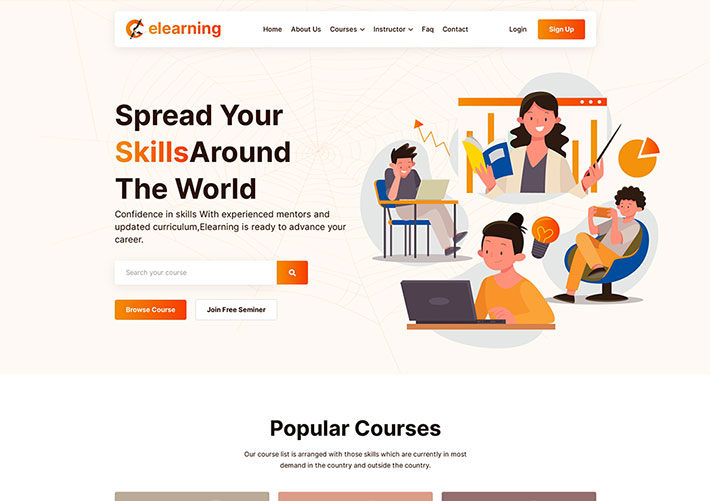 响应式HTML5教育培训在线课程网站网页源码模板