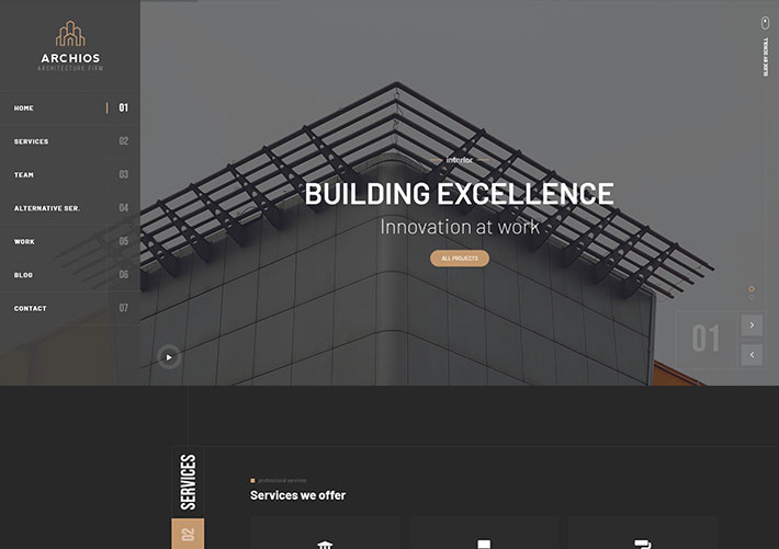 响应式单页面建筑设计企业网站网页HTML源码模板
