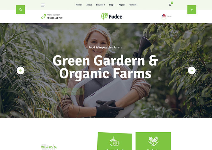响应式绿色农场有机蔬菜水果电商网站网页模板