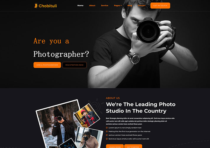 黑色质感风格摄影机构网站网页HTML模板