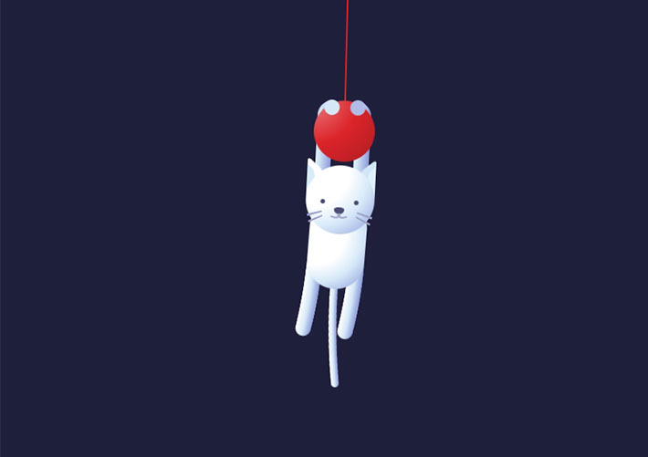 吊挂着的猫咪CSS3动画特效网页代码素材