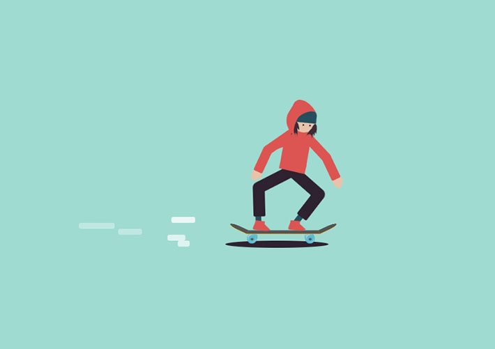 网页CSS3溜滑板人物动画特效源代码素材