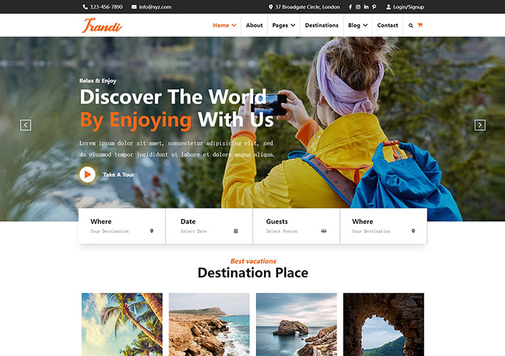 响应式旅行观光行业服务网站网页HTML成品模板