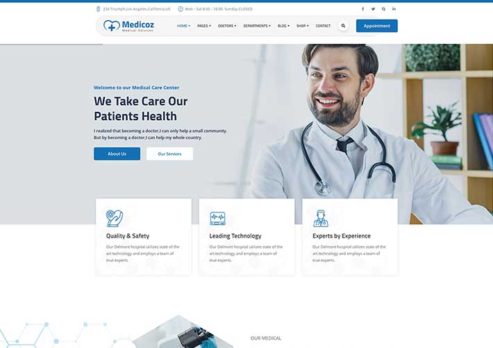 响应式医疗服务诊所网页设计网站HTML源码模板