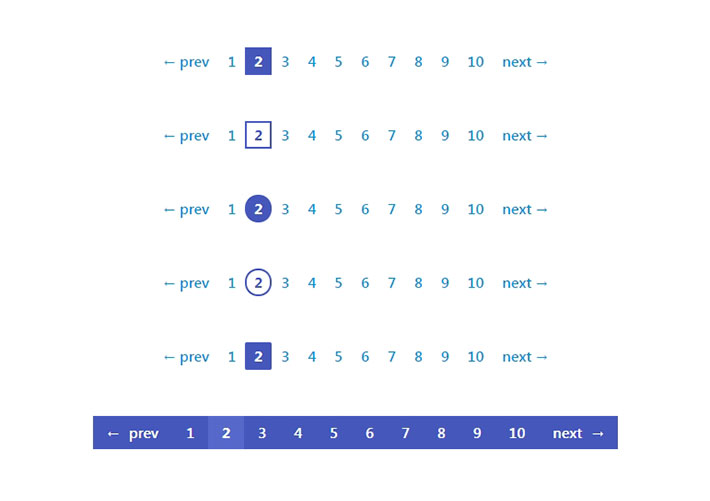 纯CSS3蓝色分页样式网页HTML代码素材