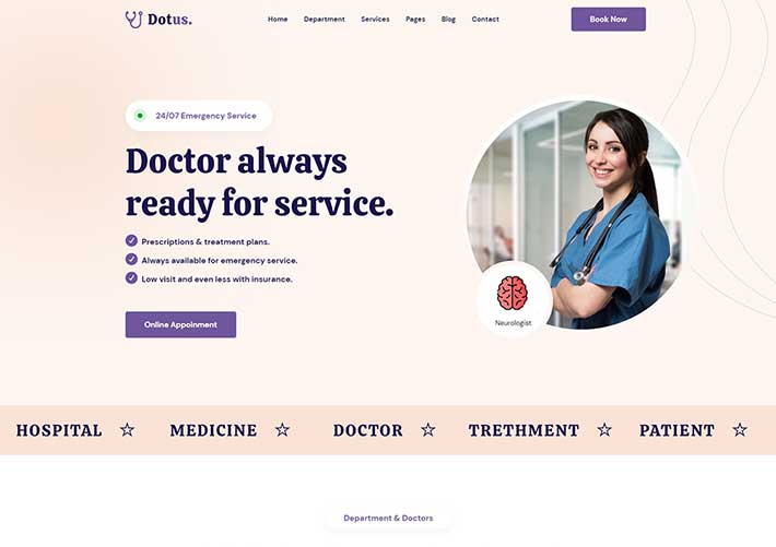 简约大气响应式健康诊所医疗行业官网网站网页HTML模板