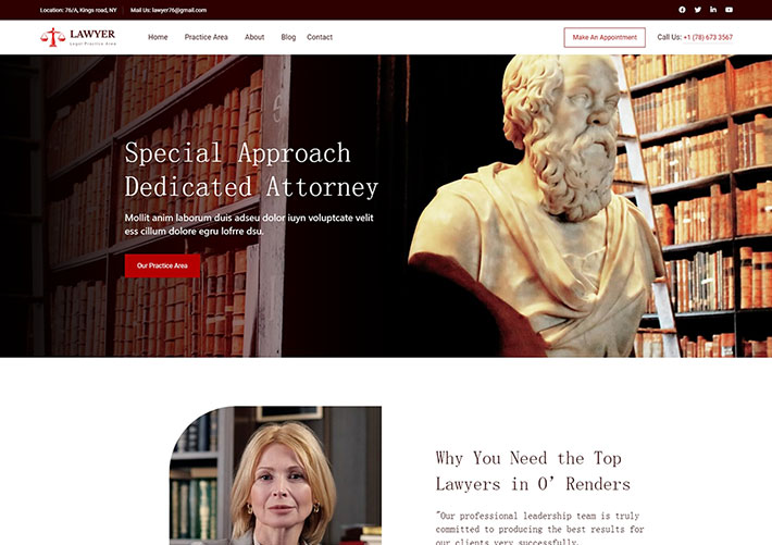法律咨询公司网站模板优质律师事务所网站网页HTML模板