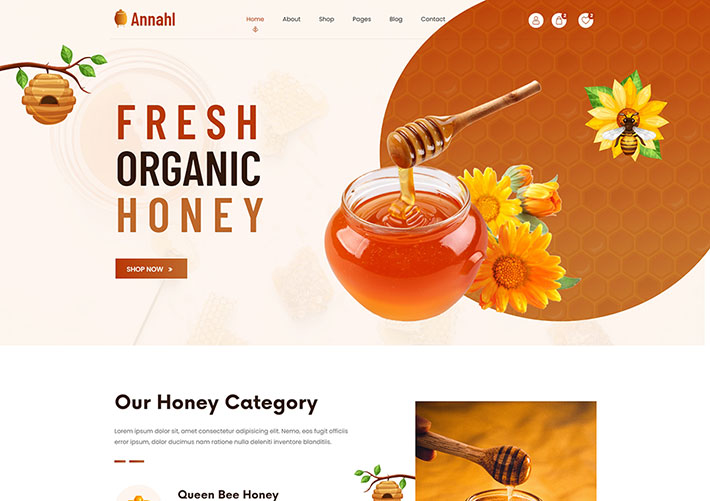 响应式有机蜂蜜农产品店铺销售网站网页HTML5模板