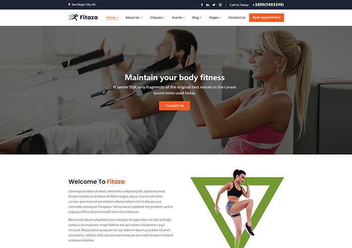 精美健身瑜伽锻炼企业网站Bootstrap网站模板