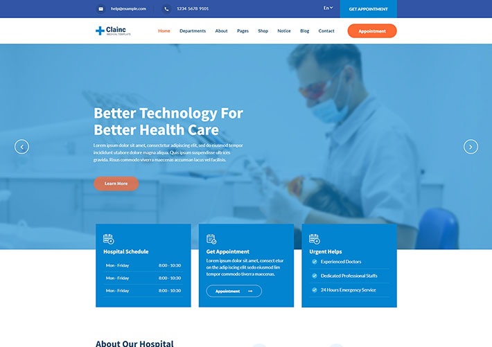 蓝色响应式私立医院健康医疗医院网站网页html模板