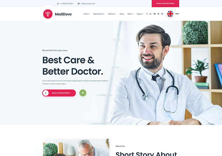 响应式大气Bootstrap私立医院医疗服务企业网站HTML模板