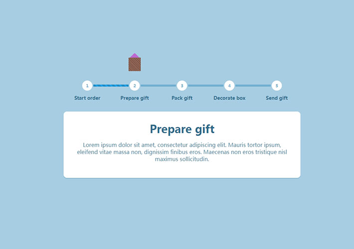 纯css3商品订单步骤流程网页HTML代码素材
