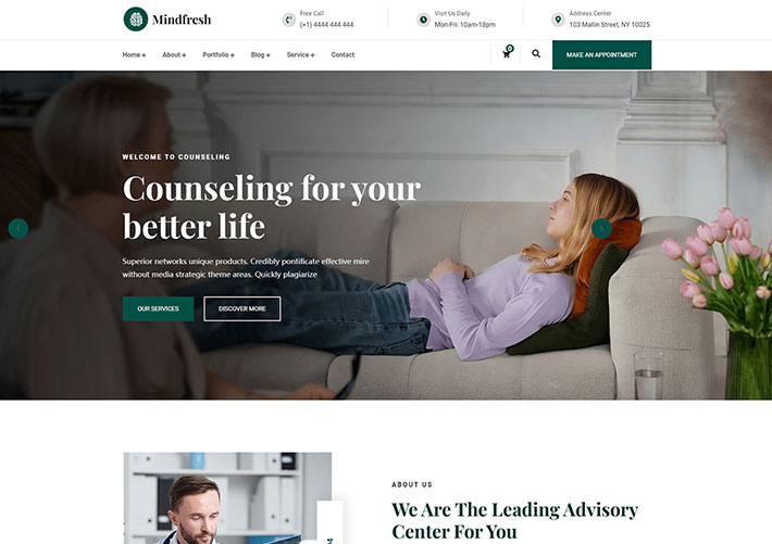响应式HTML5心理咨询医疗服务公司网站网页模板