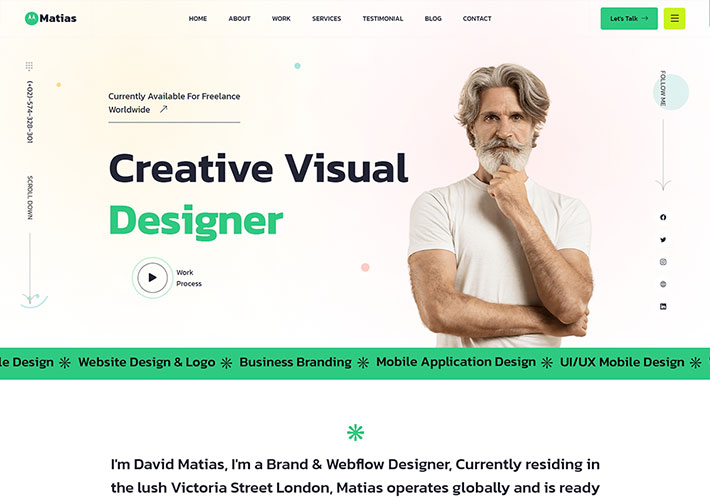 响应式创意视觉设计师个人简历网页网站HTML模板
