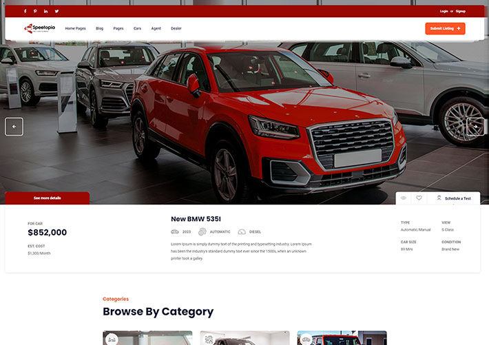 响应式汽车豪车销售服务网站网页HTML源码模板