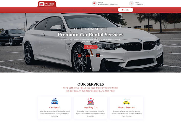 高级汽车租赁服务公司网站网页HTML源码模板