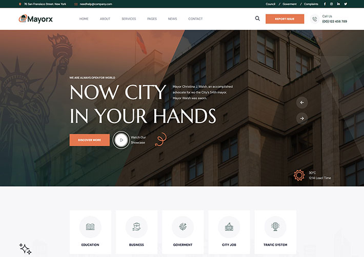 响应式现代化城市政府项目网站网页HTML页面模板