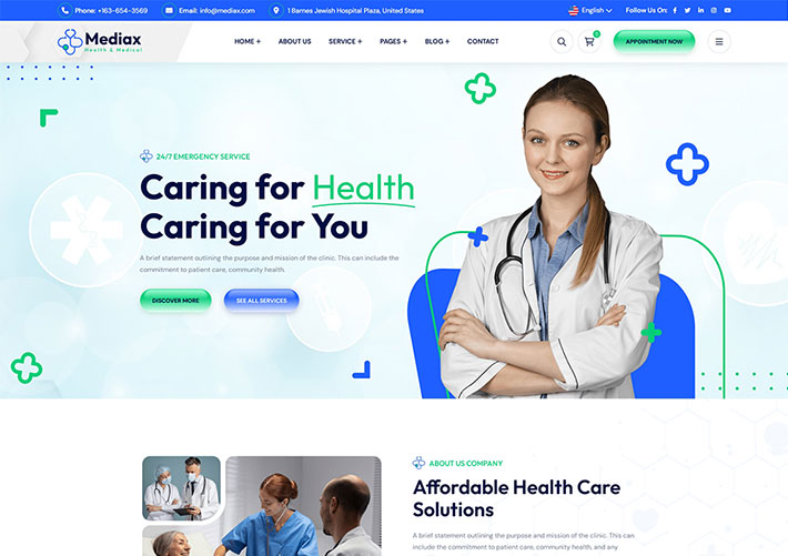 响应式健康医疗医院服务网站HTML网页源码模板