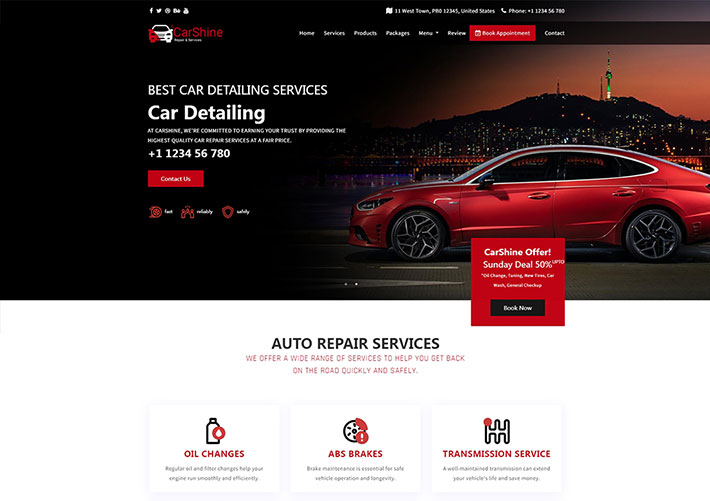 响应式汽车维修保养服务企业网站网页HTML源码模板
