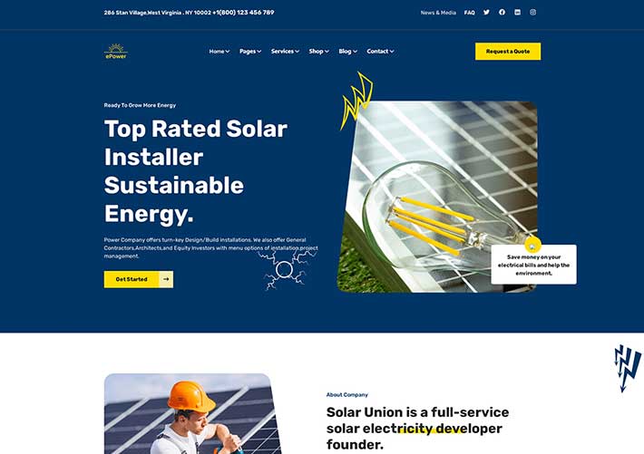 响应式节能环保太阳能可再生能源网站网页HTML模板