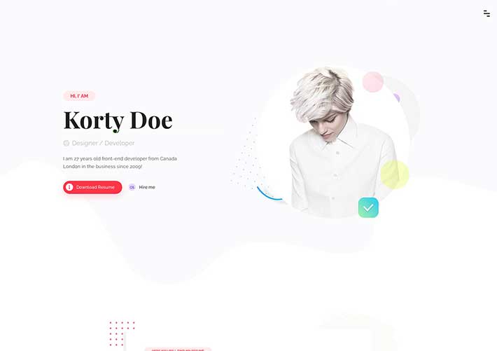 创意个人电子名片简历介绍主页网页HTML源码模板