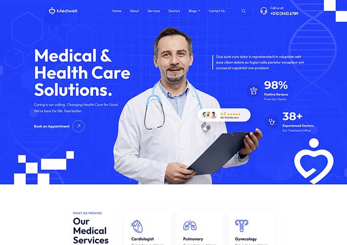 响应式医院牙科诊所医疗行业企业网站网页HTML模板