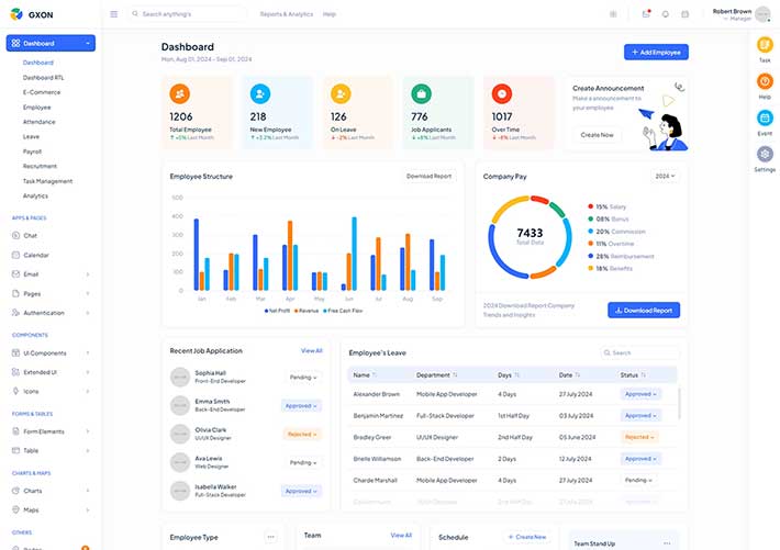 多用途人力资源后台管理系统HTML网页前端模板源码