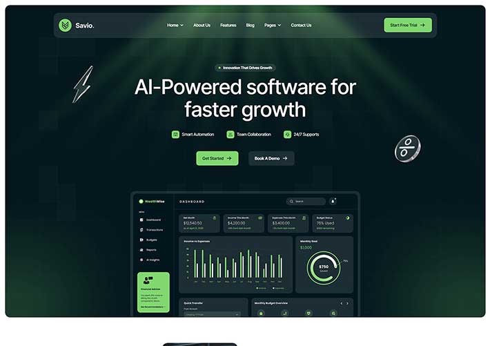响应式SaaS企业软件科技公司网站前端html网页源码模板