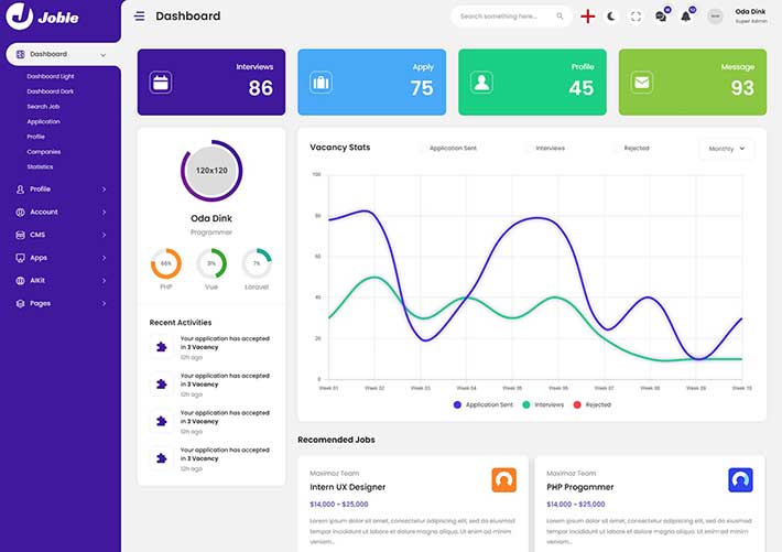 响应式后台管理系统招聘管理系统HTML网页前端模板