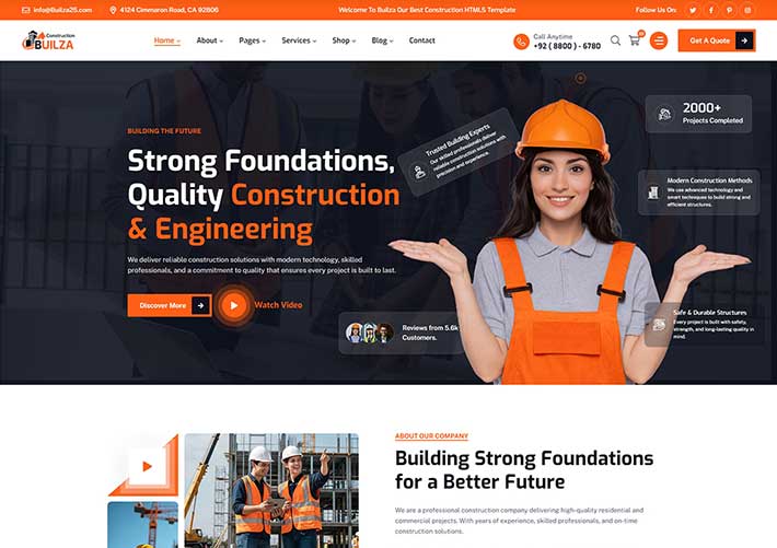 响应式建筑公司工程建设html5前端静态源码模板